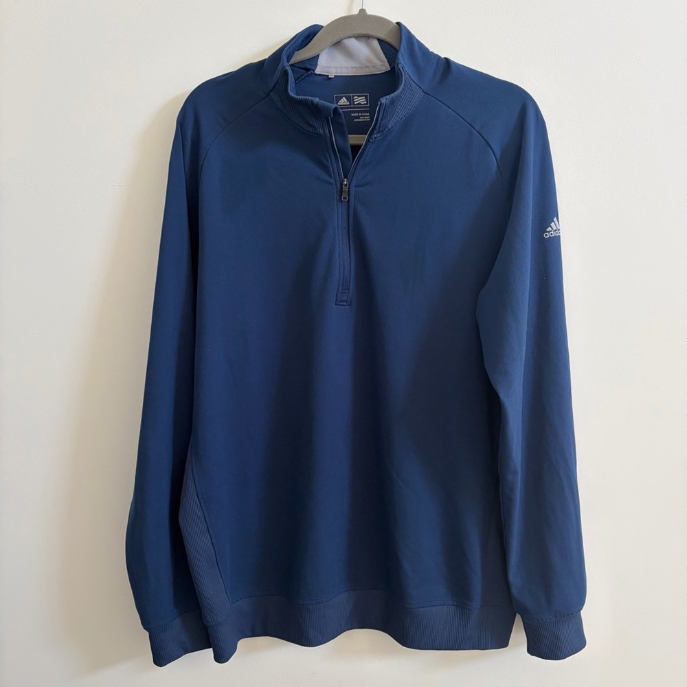 ADIDAS Blue Quarter 1/4 Zip Pullover Top Mens Size MEDIUM EUC